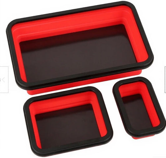 Plateau Magnétique 3 Pièces Rectangulaire Pliable En Silicone Avec Base Magnétique Robuste Pour Vis, Boulons (B)