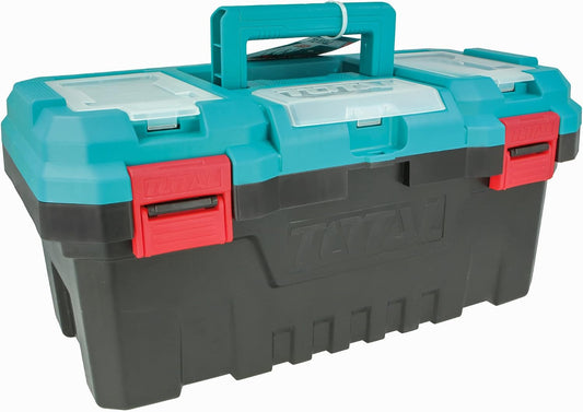 TOTAL - Boîte De 32 Outils 17" (43 Cm) | Pince, Clé, Tournevis Et Marteau Avec Tire-lave | Flexomètre, Embouts Et Arc De Scie | Testeur De Tension