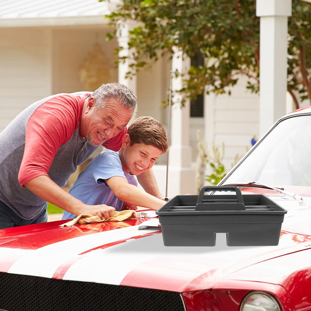 STOBAZA Boîte De Rangement Pour Produits De Nettoyage Portable Avec Poignée En Pp, Organiseur Pratique Pour Outils De Nettoyage à Main, Maison Voiture