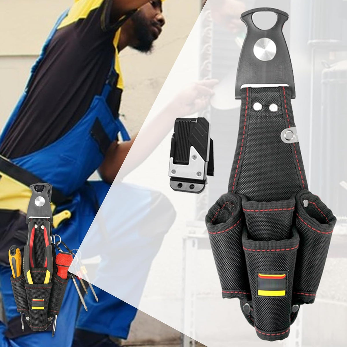 GENERIC Sac à Outils Conçu Pour électricien | Sachet Organisateur De Grande Capacité,Sac De Taille D'électricien - Pour Entrepreneurs, Mécaniciens, Plombiers, Bricoleurs, Couvreurs, Charpentiers