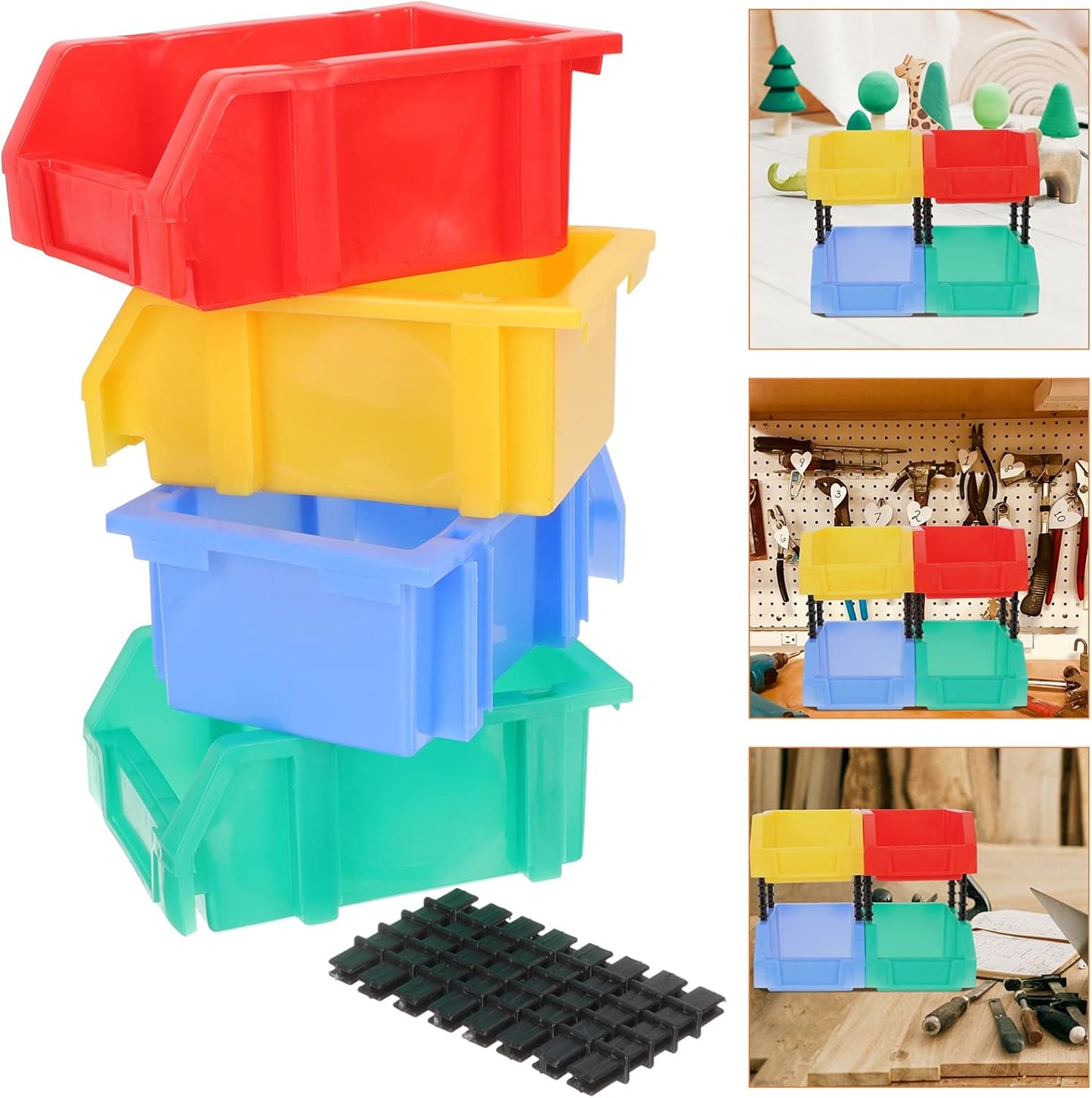 Ciieeo Set De Boîtes De Rangement En Plastique Léger Et Portable Lot De 4 Boîtes De Pièces D'entrepôt Modulables Pour Vis Et Petits Objets , Pour Organiser Classe Ou Bureau