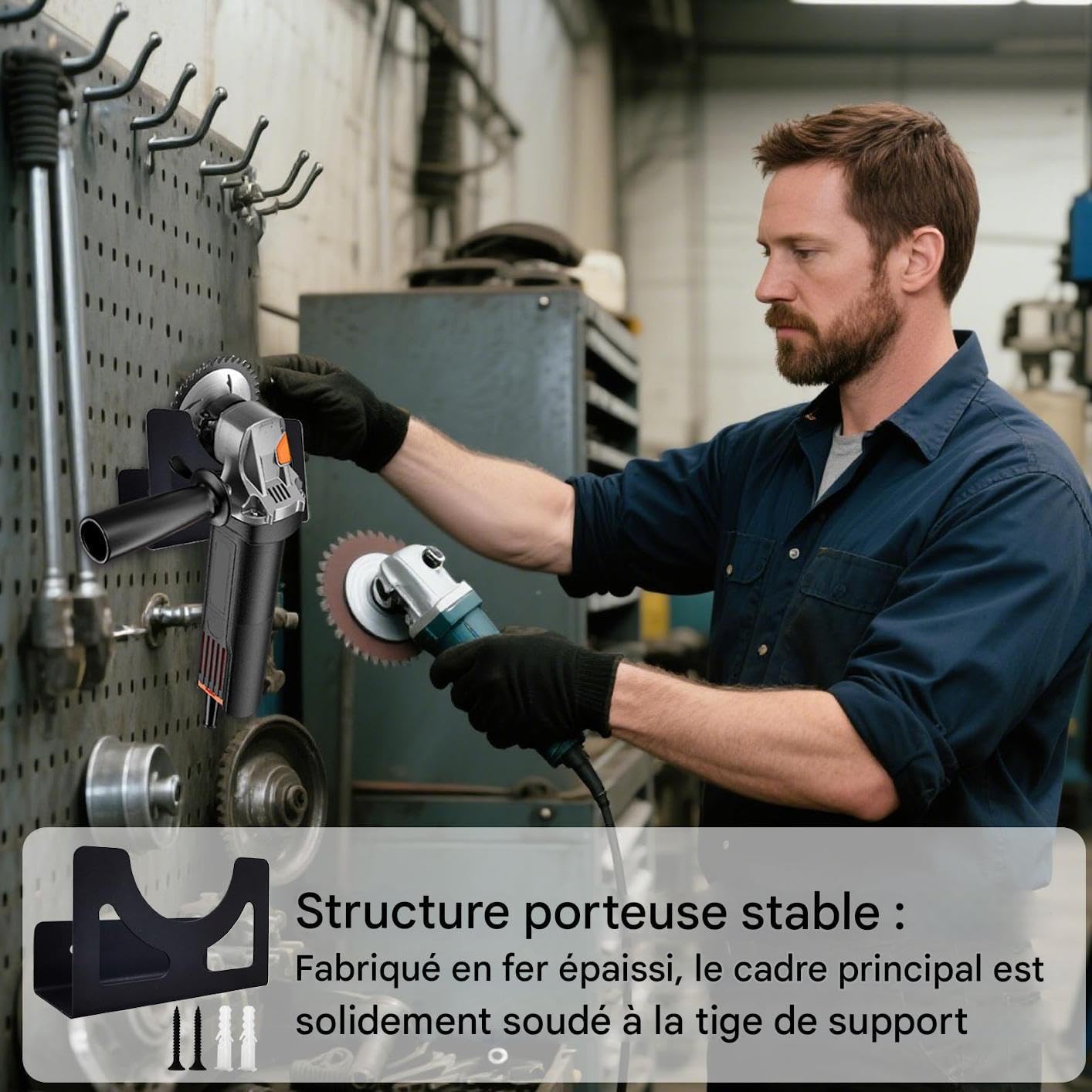 Support Pour La Meuleuse D'Angle | Support De Meuleuse D'Angle Fixation Murale - Organisateur Sécurisé Polyvalent En Fer Pour Outils Électriques Ponceuses Perceuses