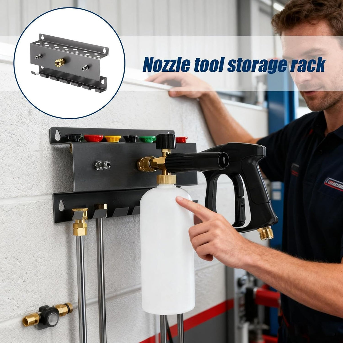Support Pour à Mousse - Rangement Outils Lavage Auto - Porte-Outils De Nettoyage Automobile | Pour Camping-cars, Camions, Berlines, VUS, Atelier, Professionnels Et