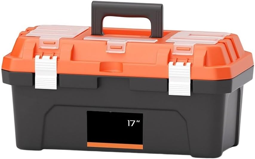  Boîte à Outils Double Couche Avec 19 Baleines Pour Ranger Les Outils Et Les Petites Pièces En Polypropylène Résistant Pour Une Utilisation à Domicile Ou En Atelier, Couleur Noire (48,3 Cm)
