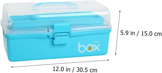  Housoutil Boîte De Rangement Portable En Plastique Bleu à 3 Couches, Coffret à Outils De Peinture Design Simple, Rangement Lors Peinture