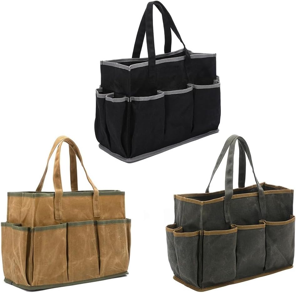  Sac Fourre-tout En Toile Cirée Avec 10 Poches, Très Résistant à L'eau De 453,6 G, Pour Jardiniers Et Bricoleurs, Sac De Travail En Plein Air Et Jardinier (kaki)