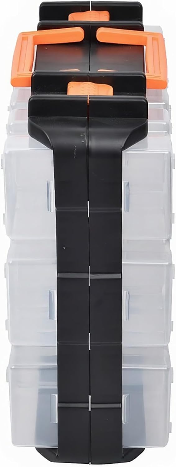 GENERIC Boîte De Rangement Amovible, Organiseur De Petites Pièces, Récipient à Outils Avec Poignée, Vis Et écrous, Empilable, étui De Rangement Pour Outils Avec Accès Facile, Organisateur De Pièces Pour