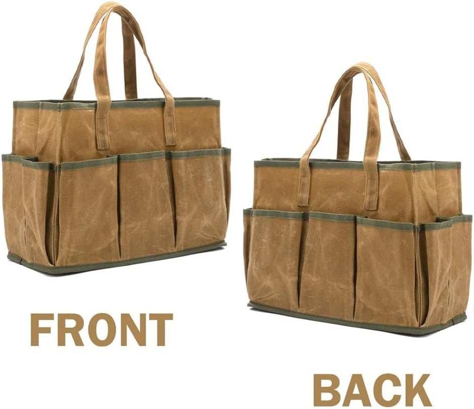  Sac Fourre-tout En Toile Cirée Avec 10 Poches, Très Résistant à L'eau De 453,6 G, Pour Jardiniers Et Bricoleurs, Sac De Travail En Plein Air Et Jardinier (kaki)