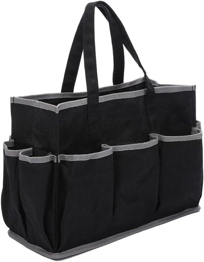  Sac à Outils En Toile Cirée Robuste Avec 10 Poches Pour Jardiniers, Bricoleurs Et électriciens - 36 X 14 X 26,5 Cm, Résistant à L'eau - 453,6 G (noir)