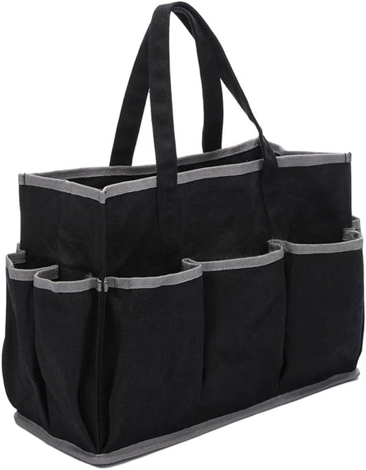  Sac à Outils En Toile Cirée Robuste Avec 10 Poches Pour Jardiniers, Bricoleurs Et électriciens - 36 X 14 X 26,5 Cm, Résistant à L'eau - 453,6 G (noir)