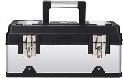  Caisses à Outils Boîte à Outils En Acier Inoxydable Kit De Réparation Matériel Portable Multifonction For La Maison Stockage Supplémentaire(17inch)