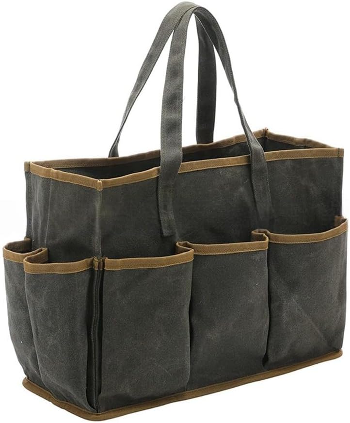  Sac Fourre-tout En Toile Cirée Avec 10 Poches, Très Résistant à L'eau De 453,6 G, Pour Jardiniers Et Bricoleurs, Sac De Travail En Plein Air Et Jardinier (kaki)