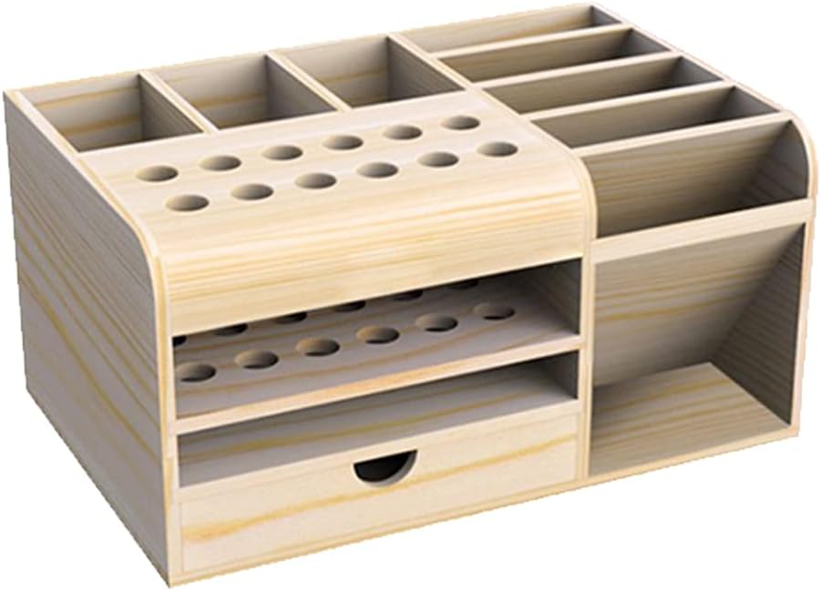  Boîte De Rangement Multifonction En Bois Pour Ranger Outils, Pinces, Couteaux, Tournevis, Téléphone Portable, Calculatrice, Bureau