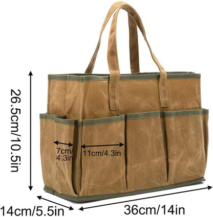  Sac Fourre-tout En Toile Cirée Avec 10 Poches, Très Résistant à L'eau De 453,6 G, Pour Jardiniers Et Bricoleurs, Sac De Travail En Plein Air Et Jardinier (kaki)
