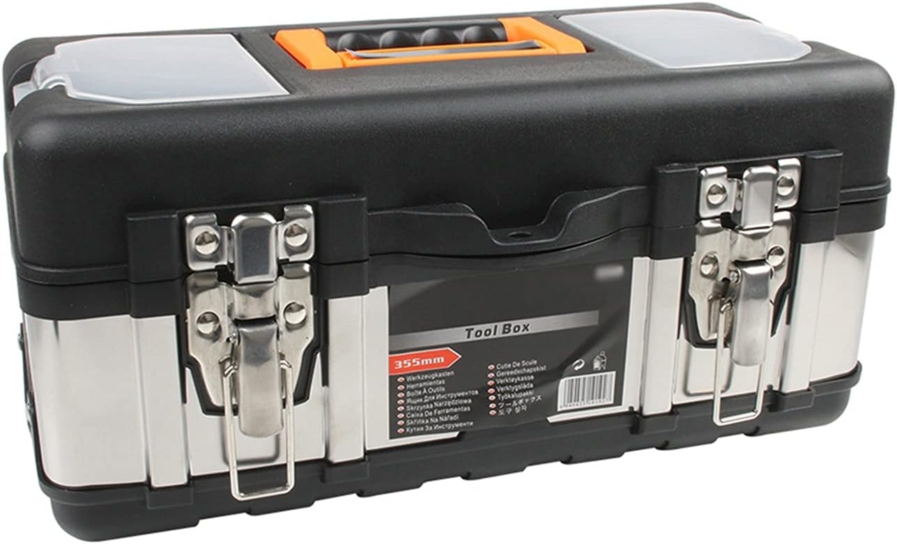 GENERIC Boîtes à Outils En Plastique, Grandes Boîtes à Outils En Acier Inoxydable, Boîte à Outils D'entretien Ménager, Boîte De Rangement Pour électricien, étui à Outils De Travail Pour L'entretien,
