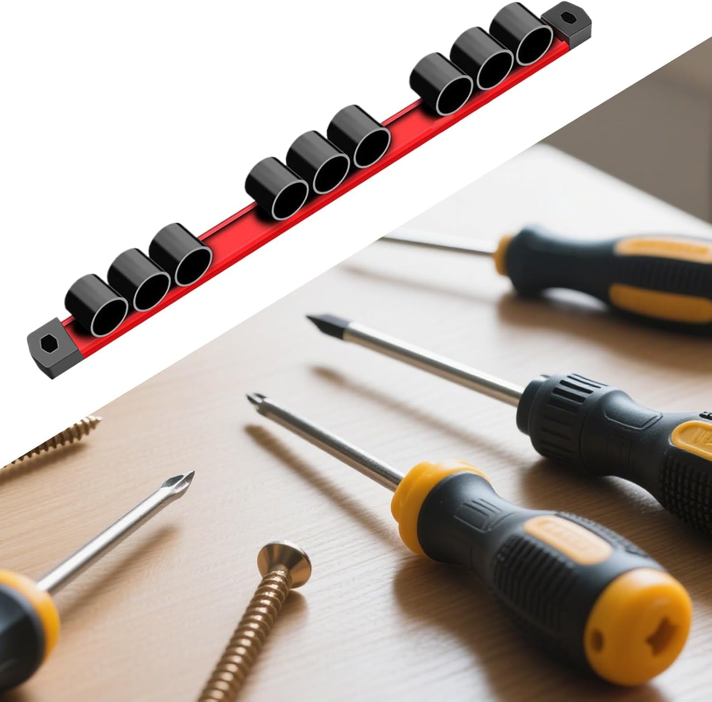  XIAOXIAOYU Organisateur De Tournevis Magnétique | Porte-outils Pour Clés | Support De Rangement Pour Pinces, Clés, Tournevis, Rail De Rangement à 9 Trous Pour Outils à Main