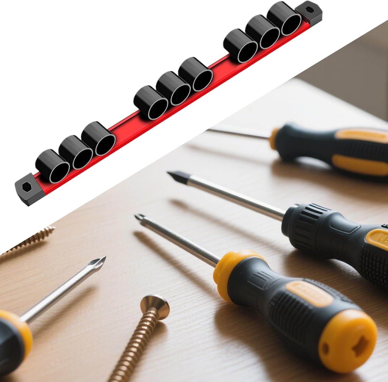  XIAOXIAOYU Organisateur De Tournevis Magnétique | Porte-outils Pour Clés | Support De Rangement Pour Pinces, Clés, Tournevis, Rail De Rangement à 9 Trous Pour Outils à Main