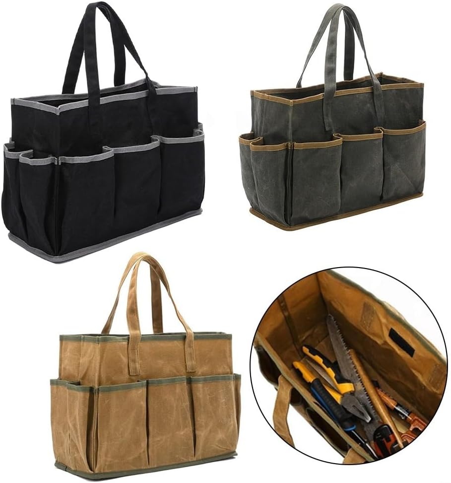  Sac Fourre-tout En Toile Cirée Avec 10 Poches, Très Résistant à L'eau De 453,6 G, Pour Jardiniers Et Bricoleurs, Sac De Travail En Plein Air Et Jardinier (vert)