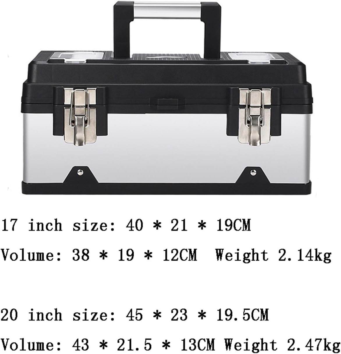 Caisses à Outils Boîte à Outils En Acier Inoxydable Kit De Réparation Matériel Portable Multifonction For La Maison Stockage Supplémentaire(17inch)