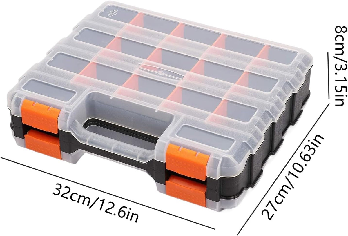 GENERIC Boîte à Outils Portable Transparente Double Face | Boîte De Rangement Pour Pièces Avec Séparateurs Amovibles | Pour Quincaillerie, Petites Pièces, Appareils électroniques, Perles, Bijoux, Garage