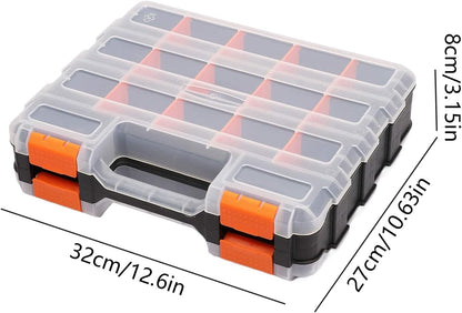GENERIC Boîte à Outils Portable Transparente Double Face | Boîte De Rangement Pour Pièces Avec Séparateurs Amovibles | Pour Quincaillerie, Petites Pièces, Appareils électroniques, Perles, Bijoux, Garage