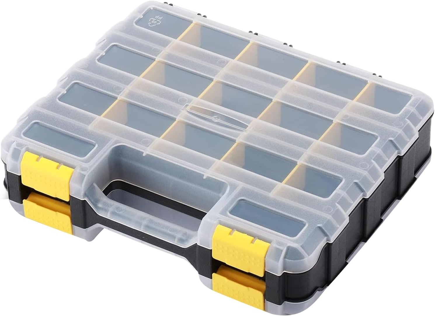 GENERIC Boîte De Rangement Pour Outils – Double Face 34 Compartiments Transparents Pour Petites Pièces, Vis, Clous, Boulons, écrous Avec Design Empilable Pour Forets, Douilles, Perles, Bijoux Atelier