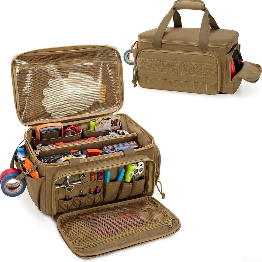  Sac De Rangement Pour Outils, En Toile Robuste Multifonction, Pour Homme, Organiseur à Main Pour Atelier Et Matériel De Bricolage (kaki)