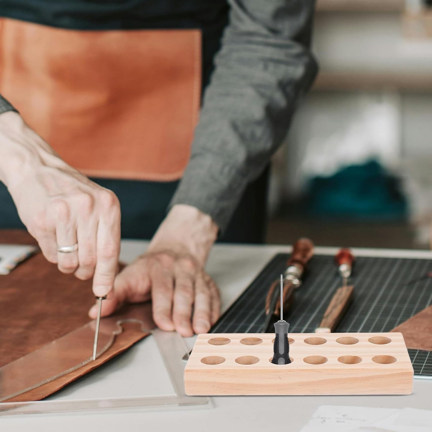  STOBAZA Porte-Outils En Bois Pour Pinces De Précision Et Accessoires, Support De Rangement Compact Pour Atelier De Bricolage Et Travaux Manuels