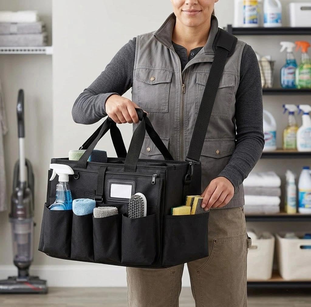  Sac De Nettoyage, Panier De Nettoyage, Rangement Pour Fournitures, Avec Bandoulière Et Poignées, Adapté Pour Les Nettoyeurs Et Ceux Qui Ont Besoin De Transporter Et De Ranger Différents
