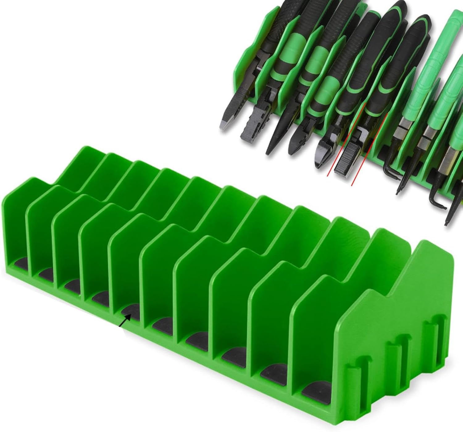  Support De Pince Pour Tiroir à Outils, 10 Pinces à Outils, Base En Caoutchouc Antidérapant, Rangement Robuste Pour Boîte à Outils, Intérieur, Garage, Outils, Jaune, Bleu, Vert 25,4 Cm