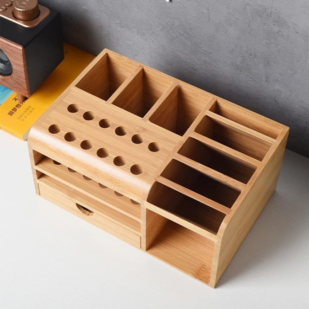  Boîte De Rangement Multifonction En Bois Pour Ranger Outils, Pinces, Couteaux, Tournevis, Téléphone Portable, Calculatrice, Bureau