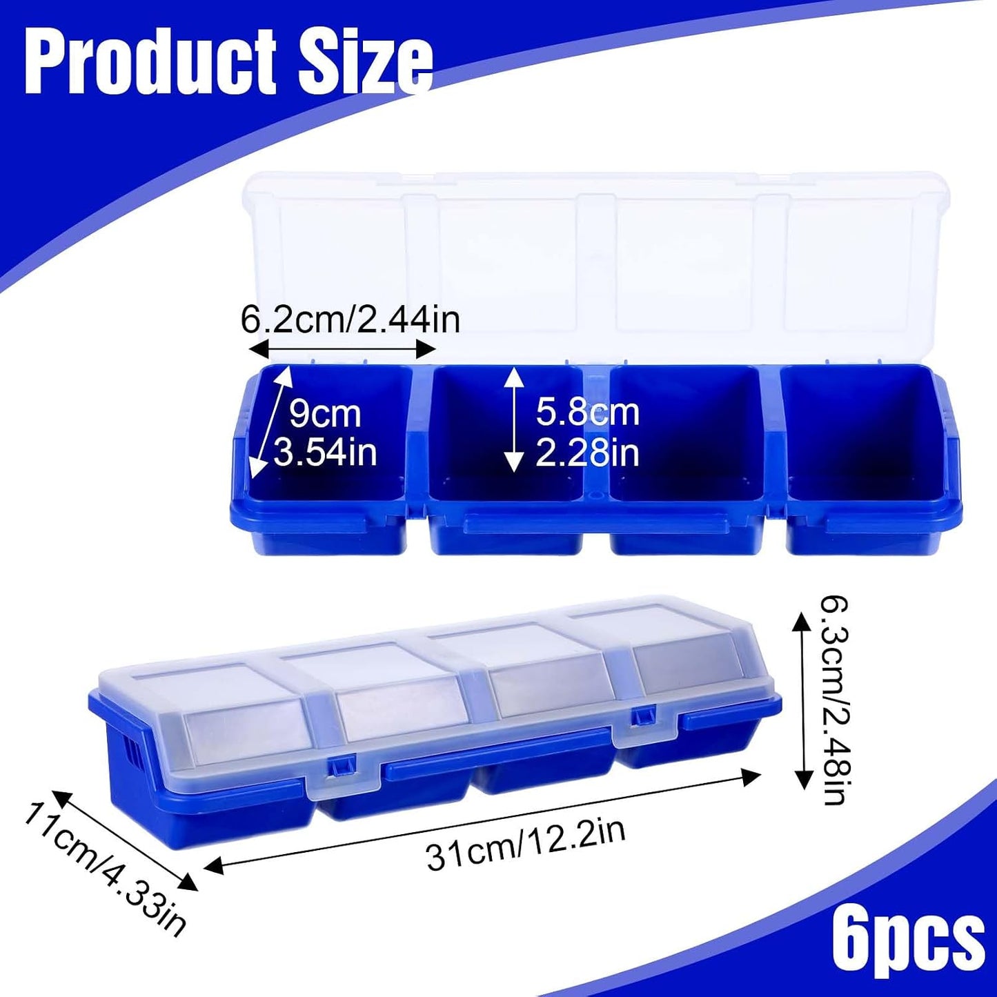  Yuanchu Lot De 6 Boîtes De Rangement à Vis Avec Couvercles, Empilables En Plastique, Bacs De Rangement, Compartiments Pour Garage, Ongles, Outils, Chariot, établi, Tiroirs