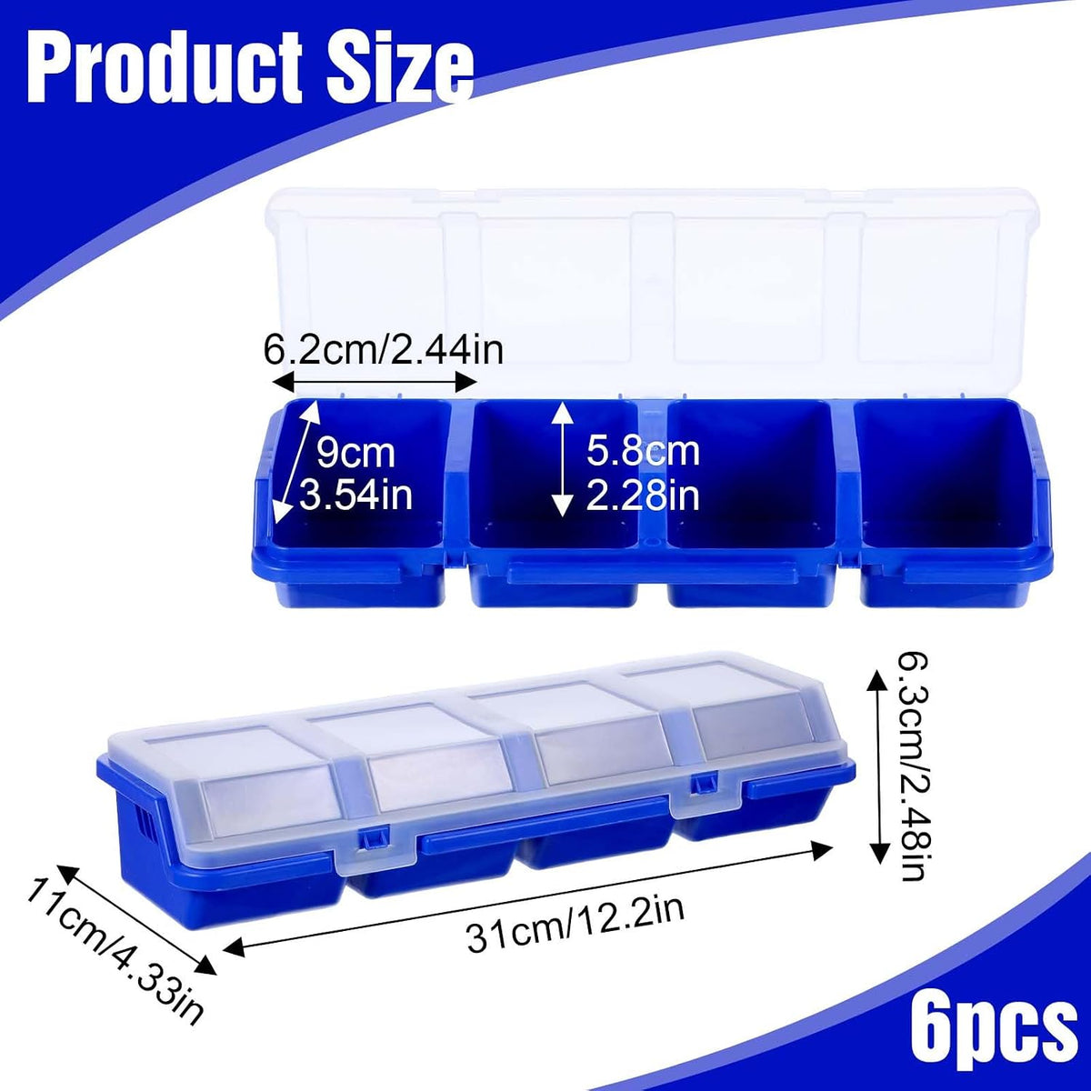  Yuanchu Lot De 6 Boîtes De Rangement à Vis Avec Couvercles, Empilables En Plastique, Bacs De Rangement, Compartiments Pour Garage, Ongles, Outils, Chariot, établi, Tiroirs