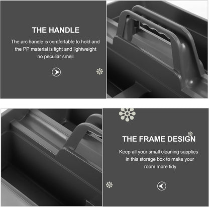  Cabilock Boîte De Rangement Portable En Plastique Gris Avec Poignée Organisateur D’Outils De Nettoyage Multifonction Pour Maison Et Voiture Étui De Transport Résistant Aux Chocs