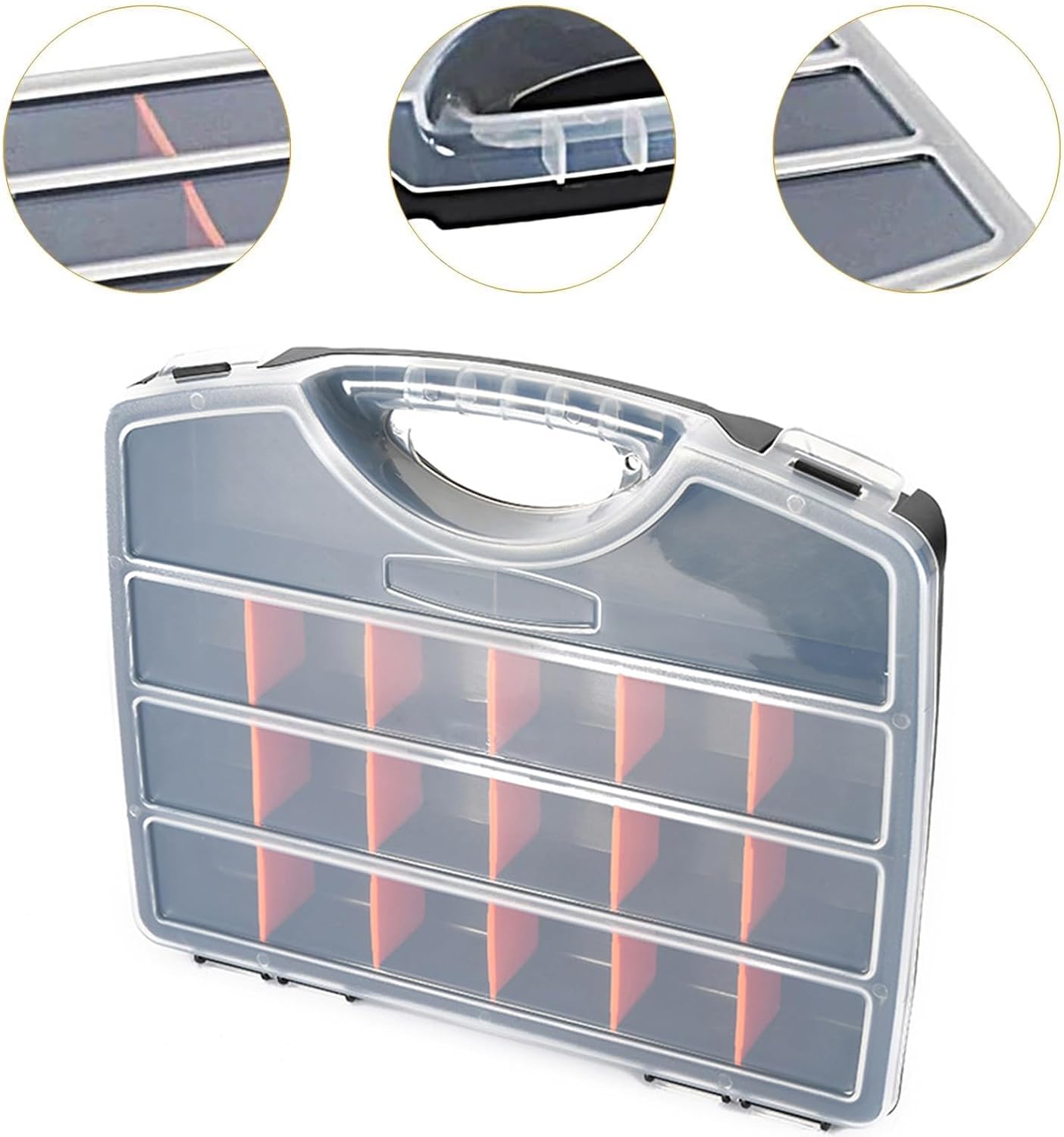  Boîte De Rangement Pour Outils De Garage Avec Compartiment, Séparateurs De Boulons
