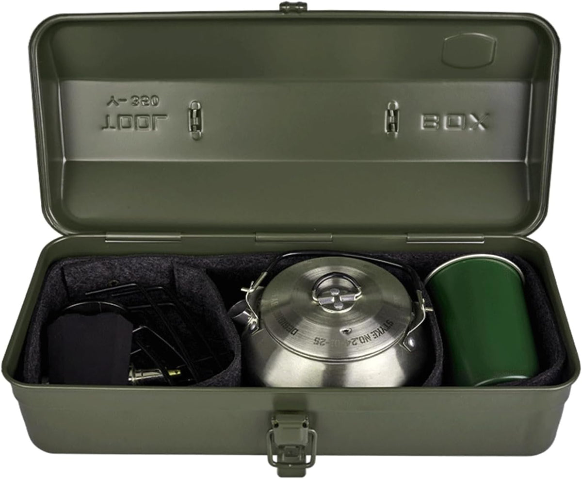  Boîte à Outils De Camping En Fer Avec Poignée Confortable En Cuir Et Finition Peinture Protectrice Adaptée à Divers Environnements