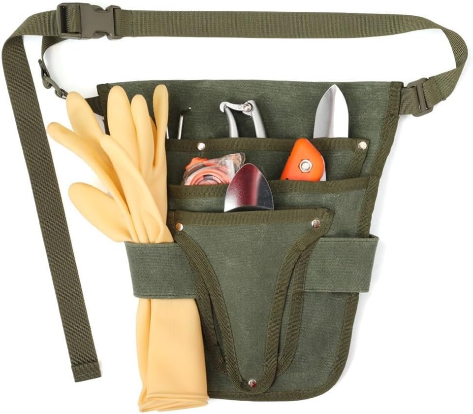  Sac Fourre-tout De Jardinage En Toile Cirée Avec Huit Compartiments Pour Outils Et Sangles Convertibles à Porter Comme Sac à Dos Ou à La Main Dans La Teinte Verte (vert)