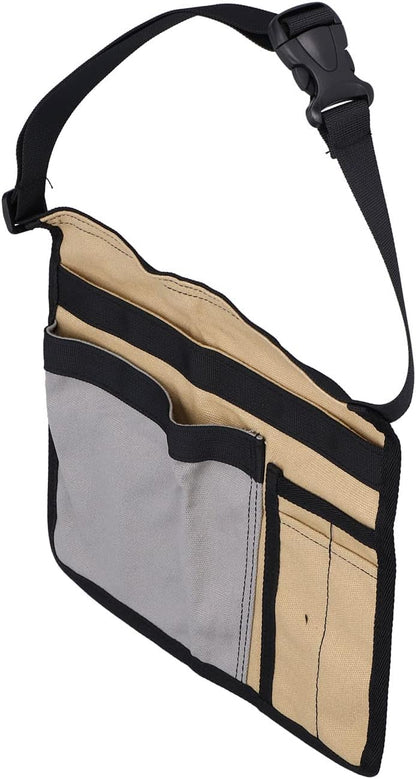  Cocoarm Sac Banane à Outils Pochette à Outils En Tissu Oxford 25 X 27,5 Cm Avec 2 Poches Principales 2 Poches à Boucle Et Ceinture Pour Les Travailleurs De Plein Air De Réparation D'escalade De