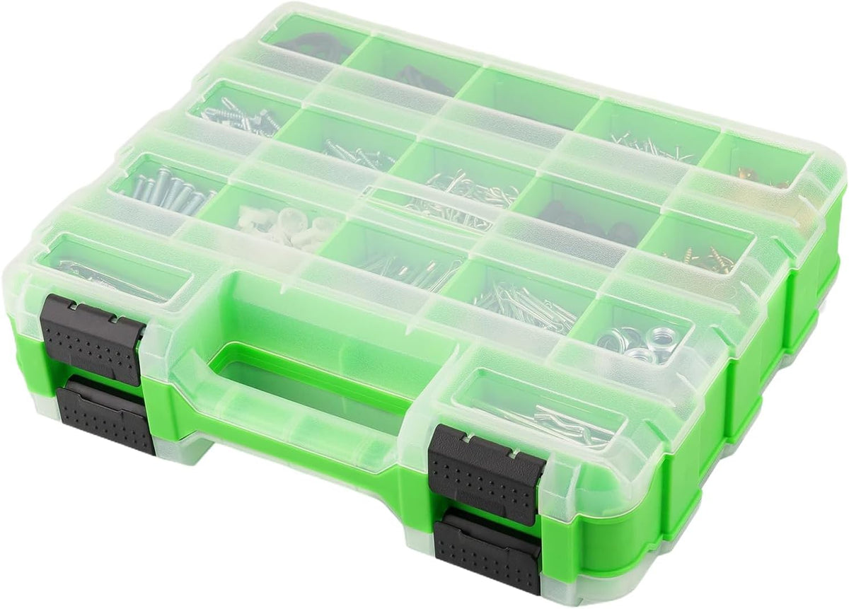  Boîte à Outils - Portable Double Face 34 Compartiments,Coffret De Stockage Pour Mèches Boulons Écrous Avec Couvercle | Pour Garage, Atelier Maison, Quincaillerie, Clous, Écrous, Mèches, Douilles Et Él