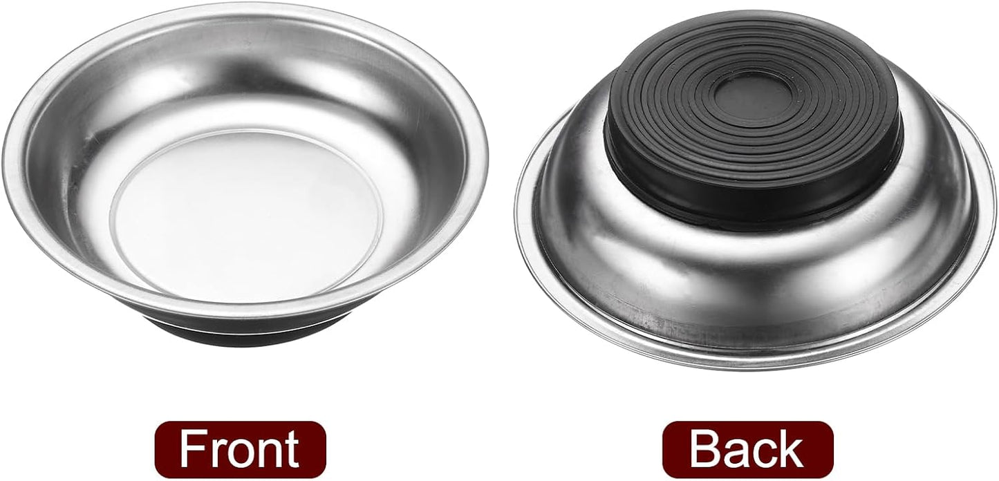  Sourcing Map Lot De 5 Plateaux Magnétiques Ronds De 10,2 X 2,5 Cm En Acier Inoxydable Pour Douilles à Vis, écrous, Boulons, Rondelles, Pièces Métalliques
