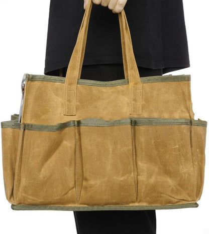  Sac Fourre-tout En Toile Cirée Avec 10 Poches, Très Résistant à L'eau De 453,6 G, Pour Jardiniers Et Bricoleurs, Sac De Travail En Plein Air Et Jardinier (kaki)