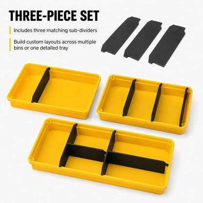  Sous-séparateurs De Rangement Compatibles Avec La Mallette à Outils Stanley Shallow Pro Parts – Inserts De Poubelle Ajustés Avec Précision | Lot De 3 Sections Personnalisées Pour Le Tri