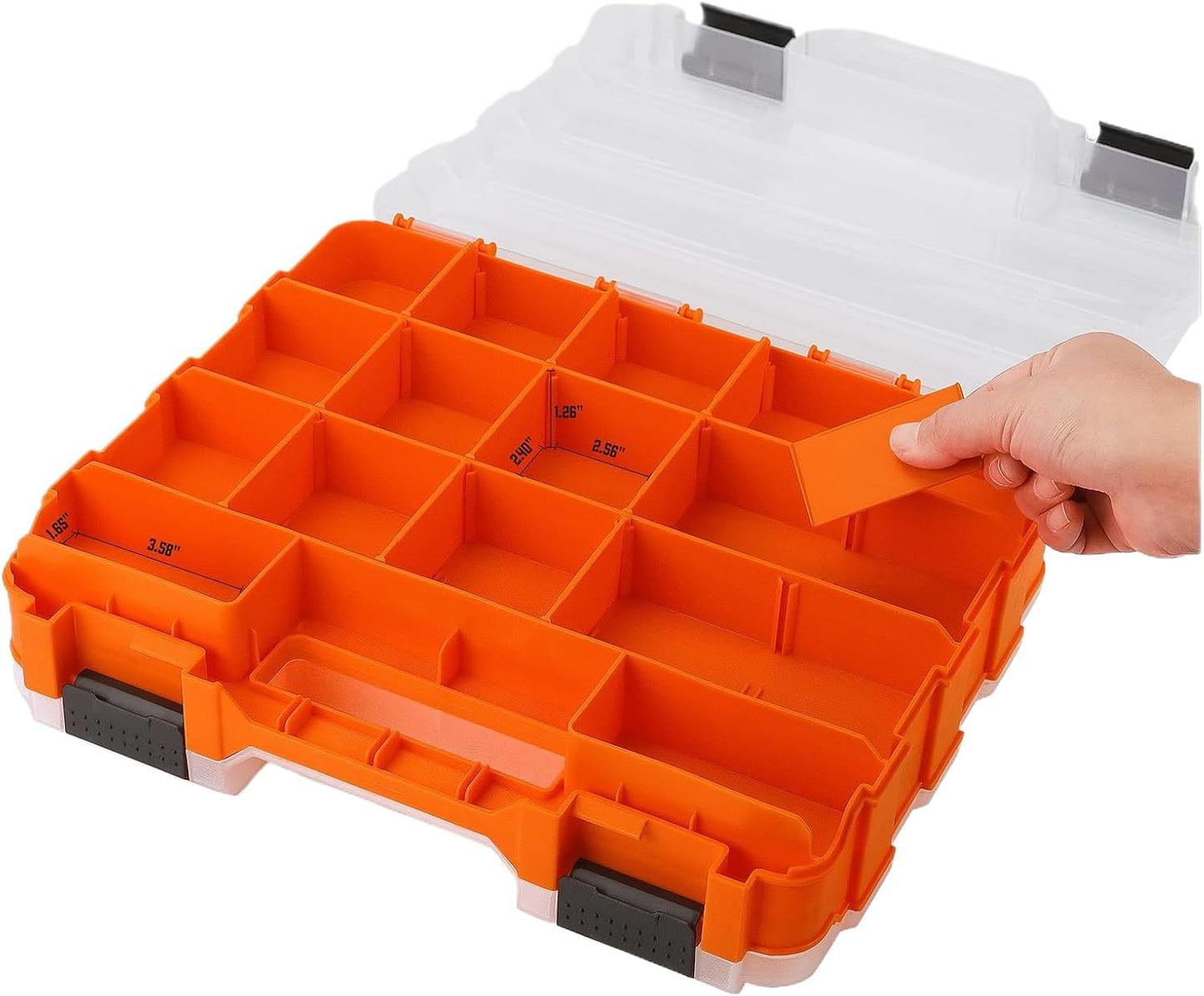  Boîte à Outils Portable - Mallette Portable Avec 34 Compartiments,Boîte De Rangement De Pièces Avec Cloisons Amovibles | Pour Électronique, Perles, Bijoux, Quincaillerie, Boulons, Écrous, Forets,