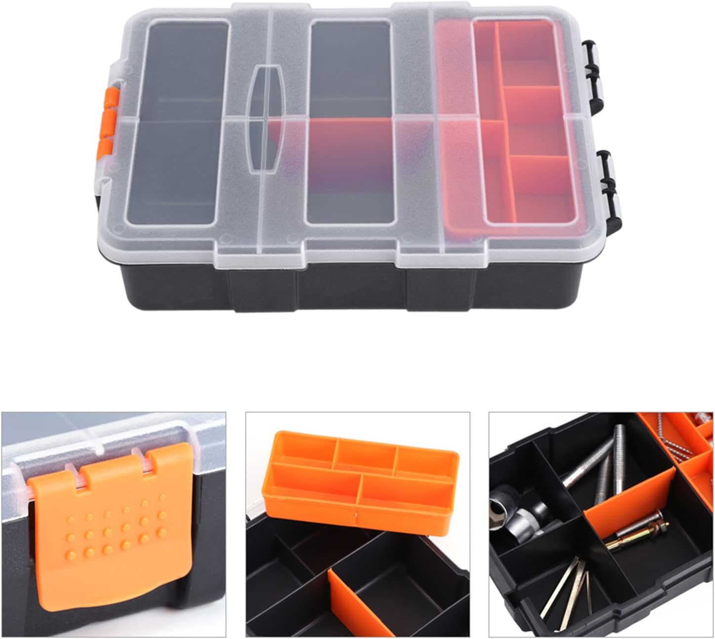  Boîte De Rangement à Deux Couches En Plastique Robuste Pour Petites Pièces