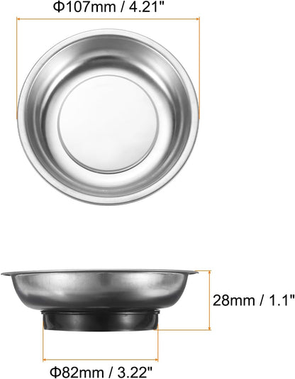  Sourcing Map Lot De 5 Plateaux Magnétiques Ronds De 10,2 X 2,5 Cm En Acier Inoxydable Pour Douilles à Vis, écrous, Boulons, Rondelles, Pièces Métalliques