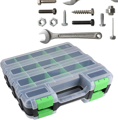 GENERIC Boîte De Rangement Pour Outils – Double Face 34 Compartiments Transparents Pour Petites Pièces, Vis, Clous, Boulons, écrous Avec Design Empilable Pour Forets, Douilles, Perles, Bijoux Atelier