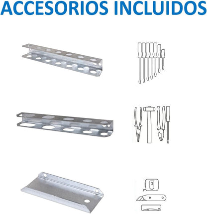  Simon Rack Panneau Mural Perforé Porte Outils, Jeu De 17 Crochets, 900x600 Mm, Galvanisé - Simonwork