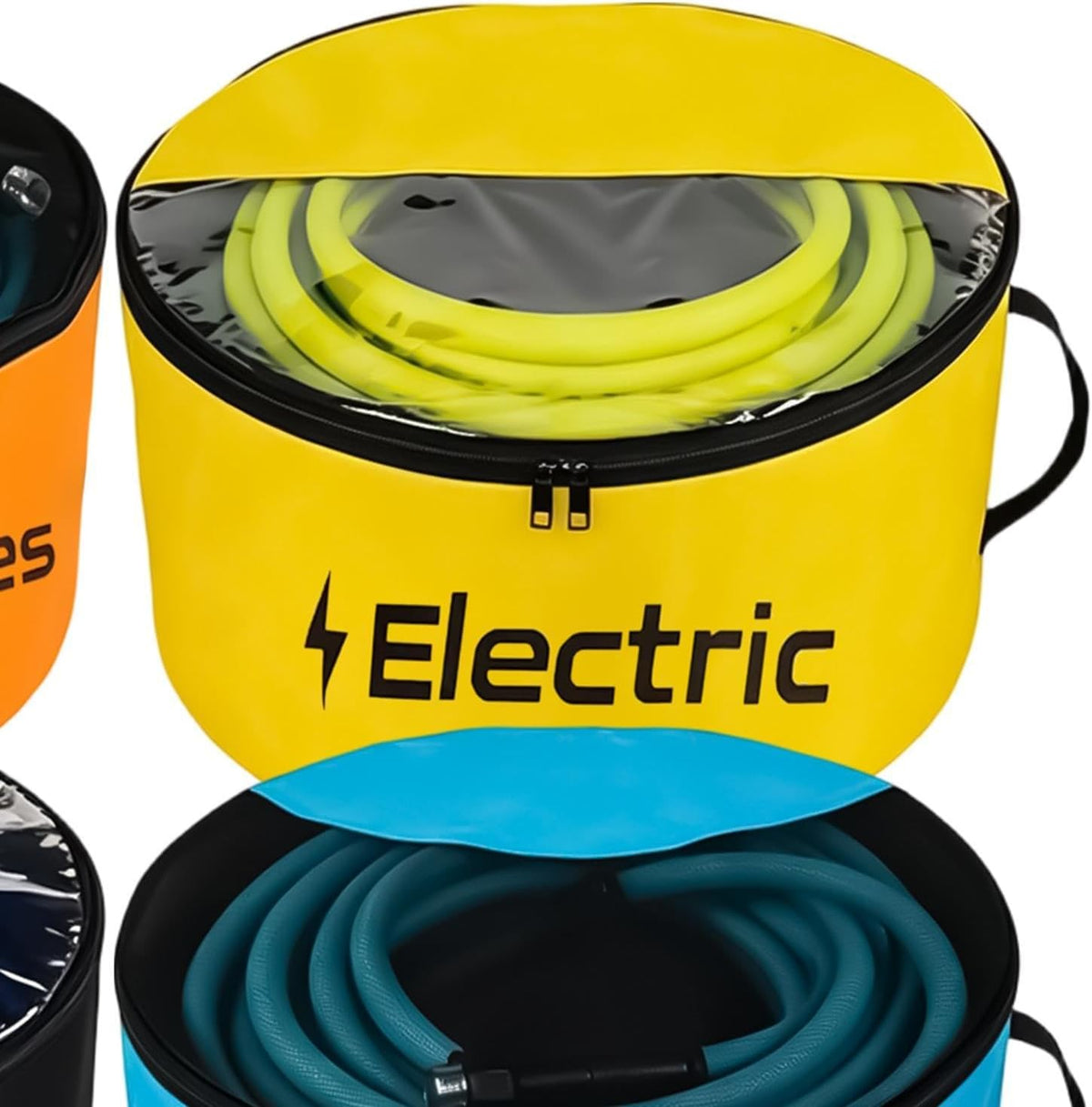  Sac Rangement Pour Tuyau D'Eau Camping-Car,Lot De 4 Organisateurs Imperméables Robustes - Sac Tuyau Évacuation Fenêtre Transparente Double Fermeture Éclair | Pour Câbles Électriques Et Outils