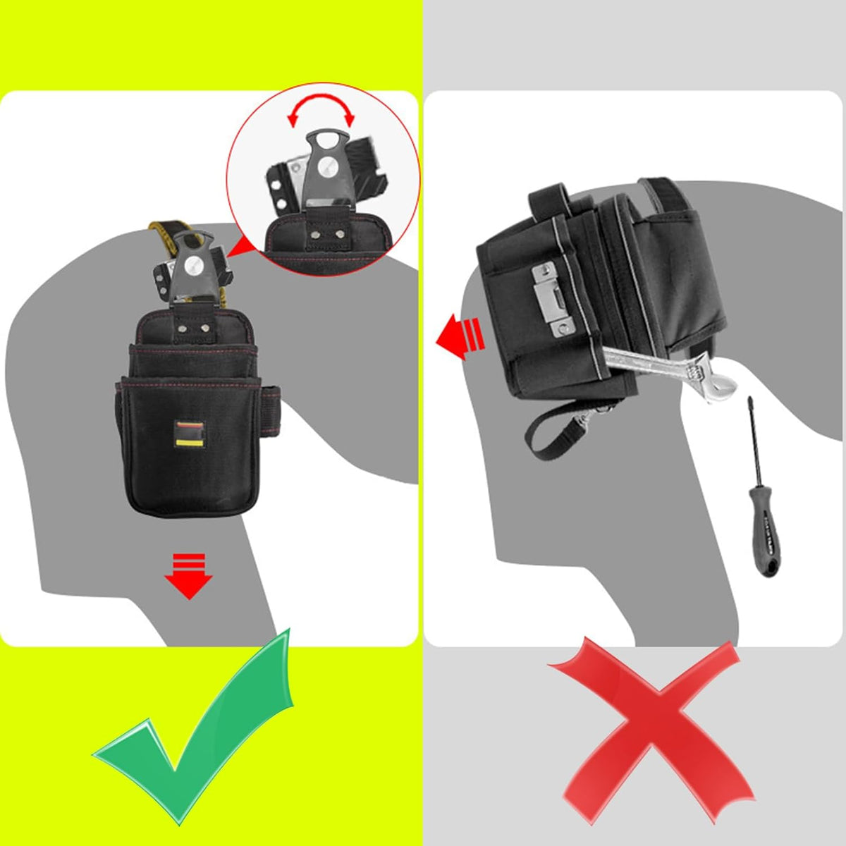 GENERIC Petite Pochette à Outils – Rangement à Dégagement Rapide Pour Outils D'électricien – Porte-outils Pour Pinces, Marteaux, Réparations électriques, Plomberie, Entretien, Travail Du Bois, Construction