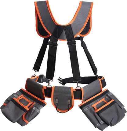  Ceinture Porte-Outils Pour Charpentier - Baudrier Utilitaire | Sacoches Ajustables à Bretelles Avec 19 Poches Pour Chantier Bricolage Et Tâches Électriques